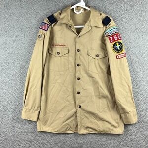 Official Boy Scouts of America BSA Shirt Mens Medium Long Sleeve Sewn on patches
